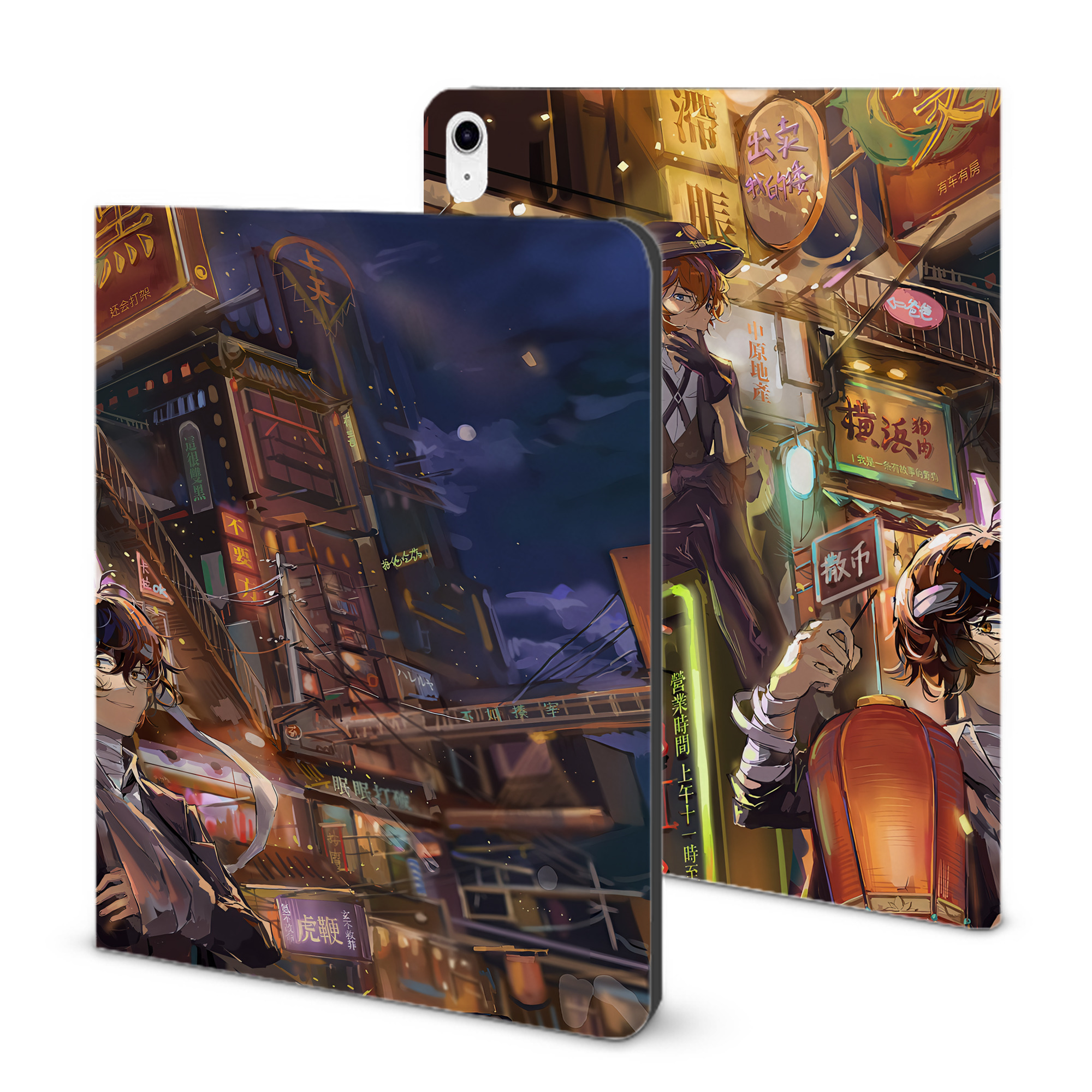 （画像用） 文豪ストレイドッグス Bungo Stray Dogs IPad ケース ブック型 PUレザー TPU 耐衝撃 軽量 薄型 ペン収納なし 全面保護 IPad 各モデル対応